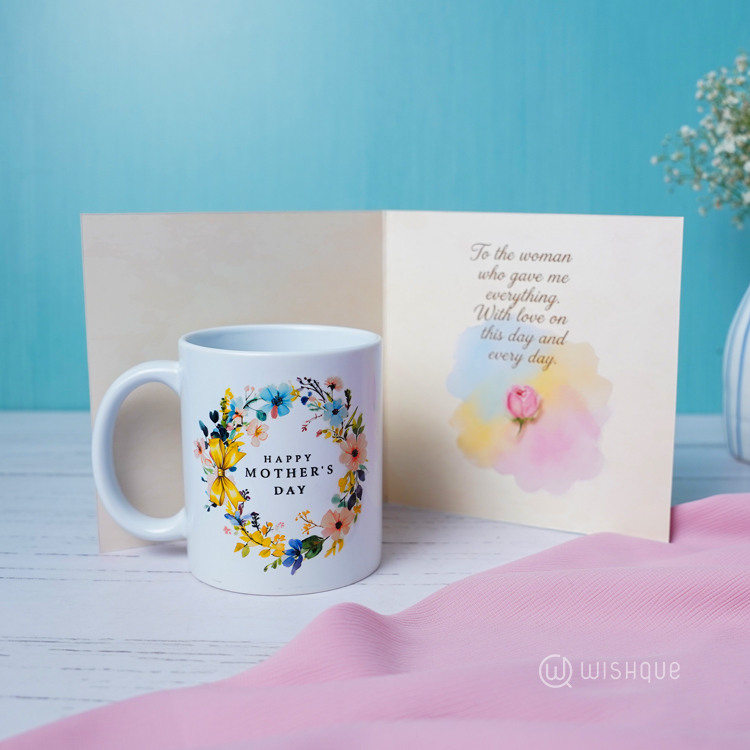 Floral Grace Mother's Day Greeting Card & Printed Mug
