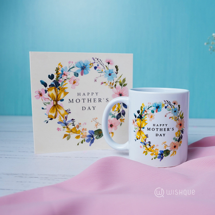 Floral Grace Mother's Day Greeting Card & Printed Mug