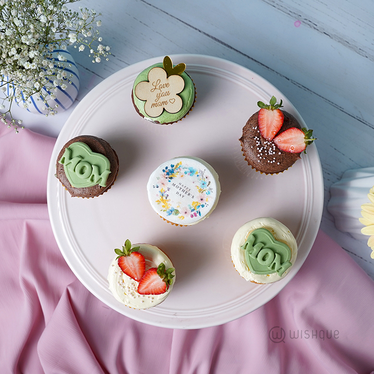 Happy Mother's Day Floral Cupcake Box of 6