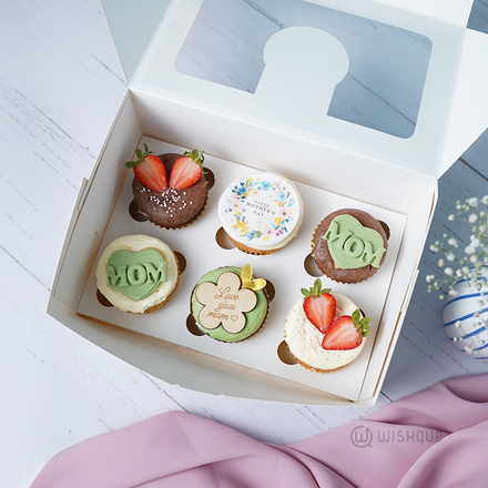 Happy Mother's Day Floral Cupcake Box of 6