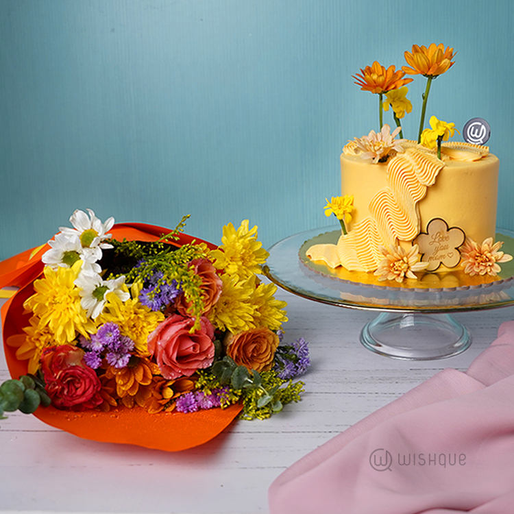 Yellow Petal Cascade Mom Gift Set