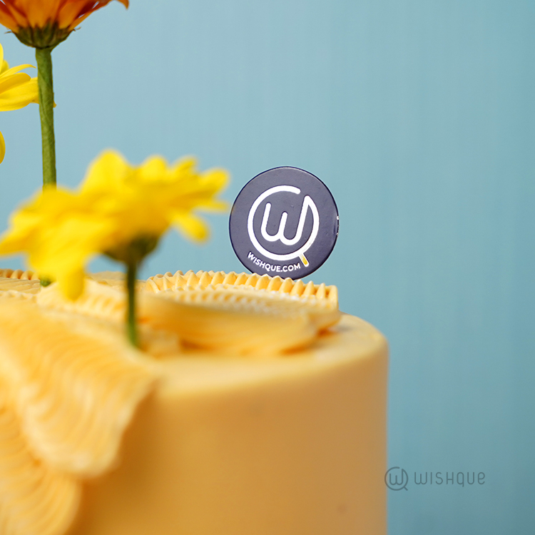 Yellow Petal Cascade Ribbon Cake
