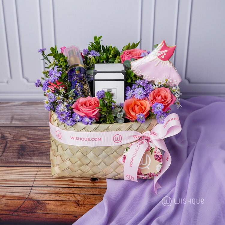 Sweet Floral Love Basket Arrangement