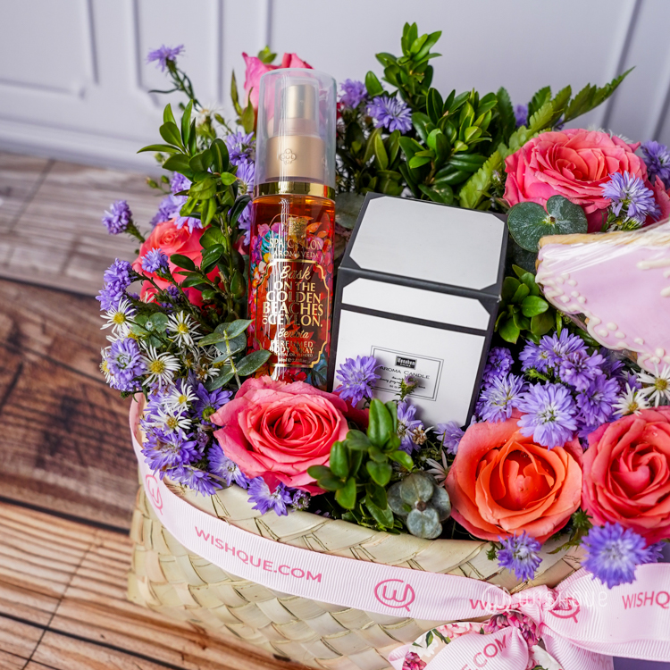 Sweet Floral Love Basket Arrangement