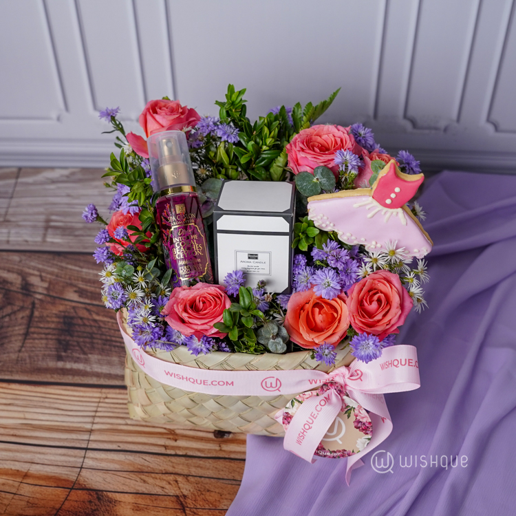 Sweet Floral Love Basket Arrangement
