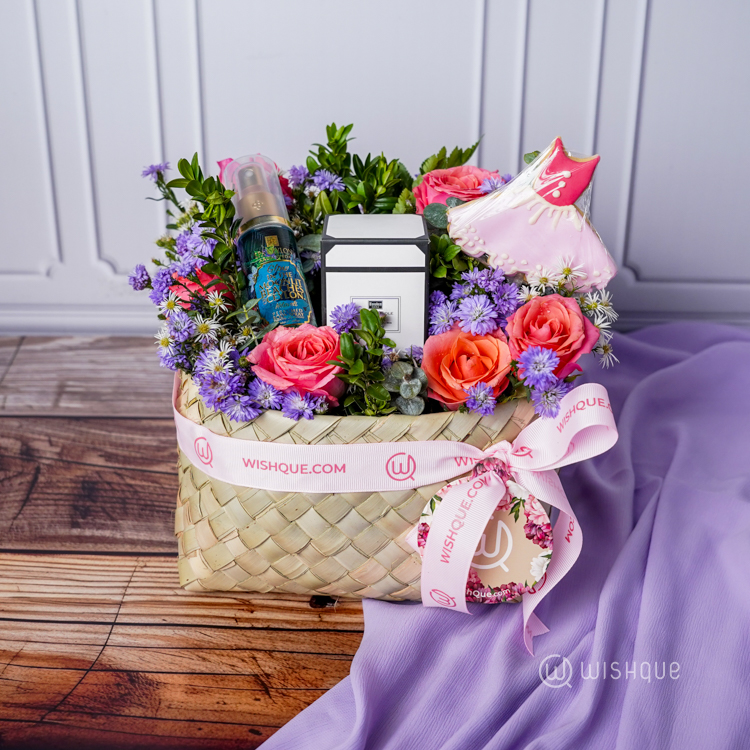 Sweet Floral Love Basket Arrangement