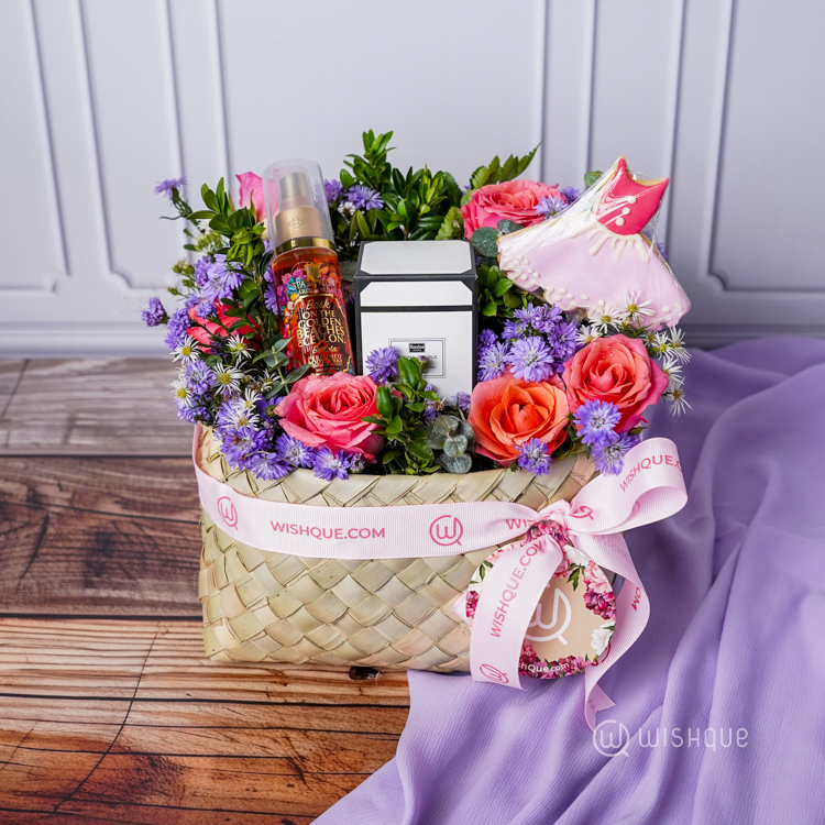 Sweet Floral Love Basket Arrangement