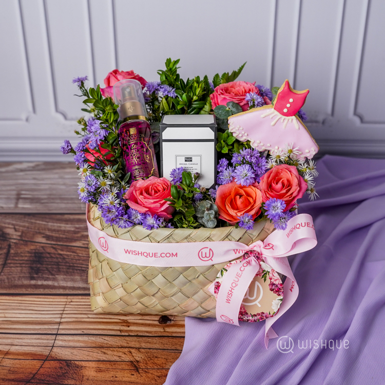 Sweet Floral Love Basket Arrangement