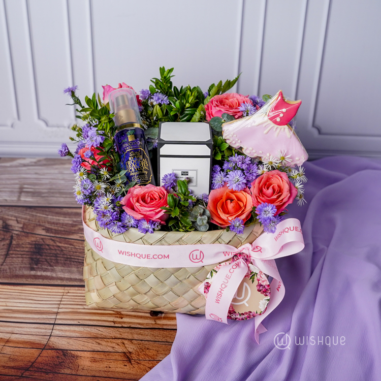 Sweet Floral Love Basket Arrangement