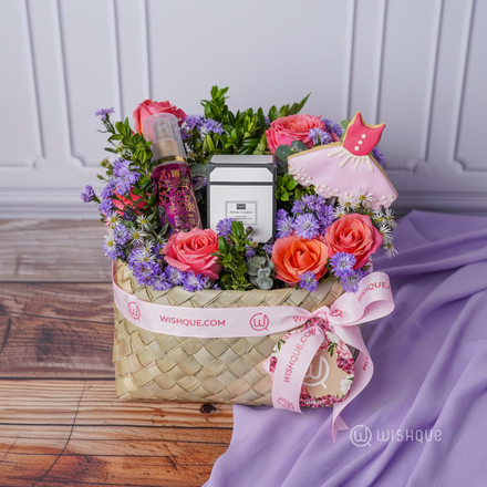 Sweet Floral Love Basket Arrangement