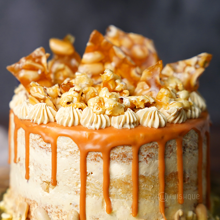 Peanut Butter Popcorn Crunchy Cake