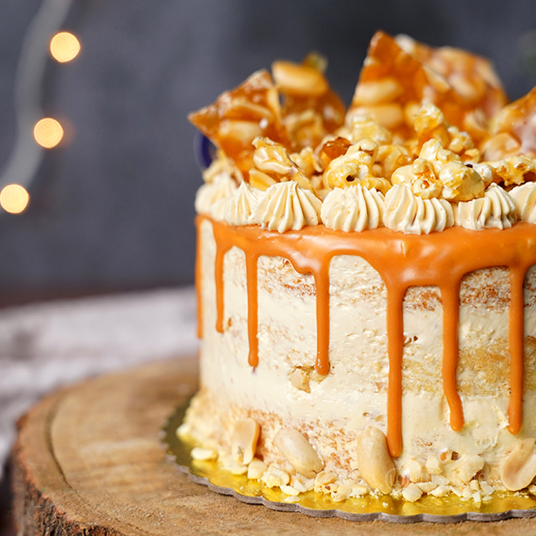 Peanut Butter Popcorn Crunchy Cake