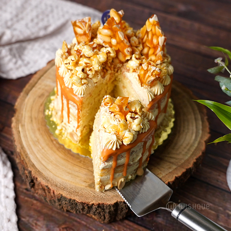 Peanut Butter Popcorn Crunchy Cake