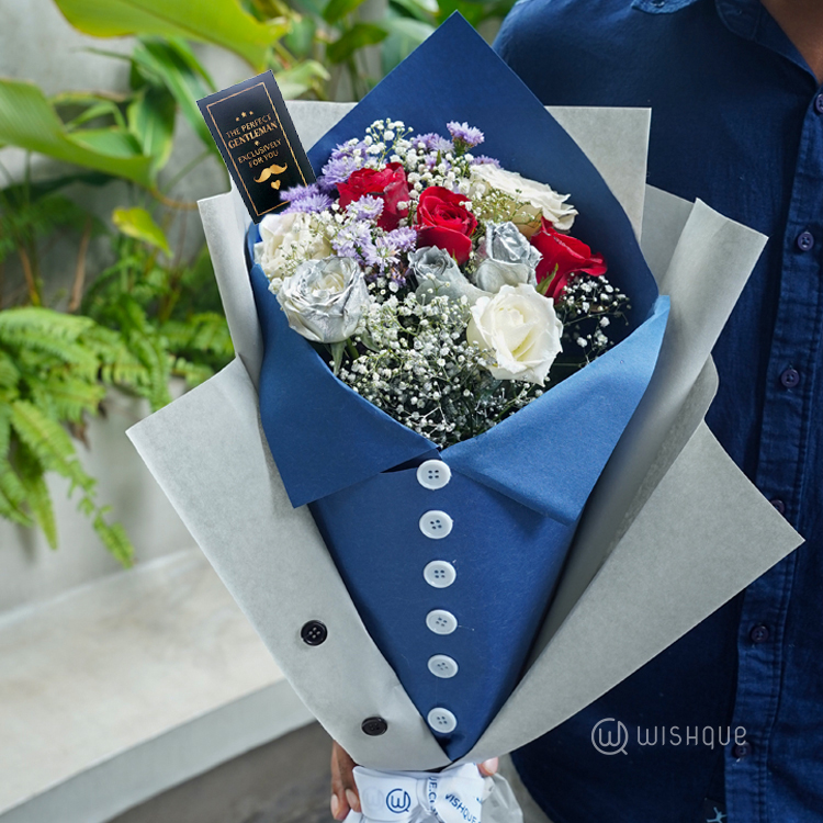 A Touch of Sapphire Gentleman Bouquet
