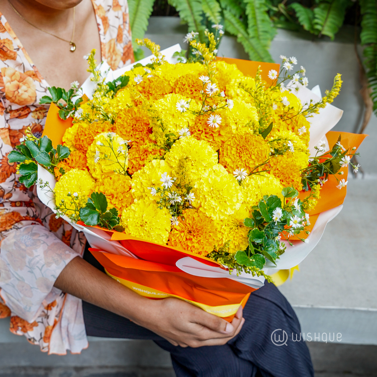 Golden Wishes Marigold Bouquet