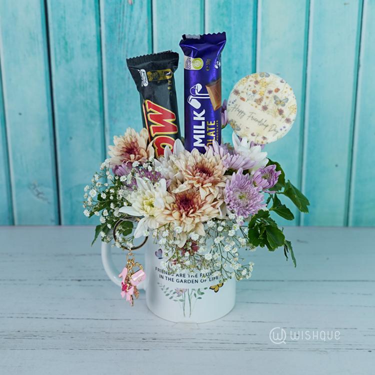 Sweet Friendship Fresh Flower Mug Arrangement
