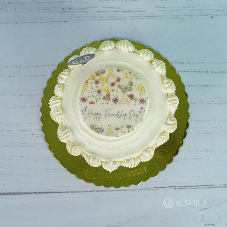 Happy Friendship Day Pastel Blush Ribbon Cake