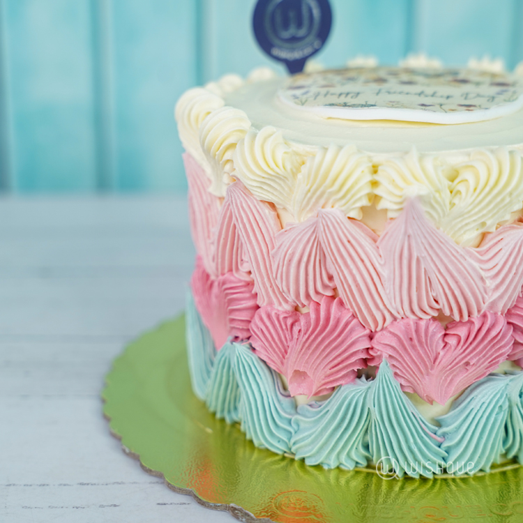 Happy Friendship Day Pastel Blush Ribbon Cake
