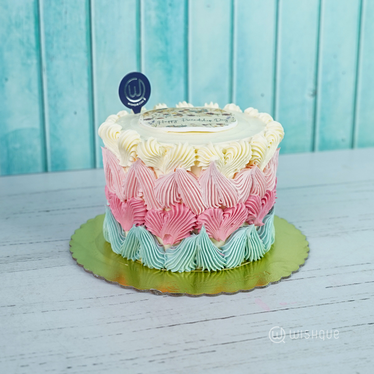 Happy Friendship Day Pastel Blush Ribbon Cake