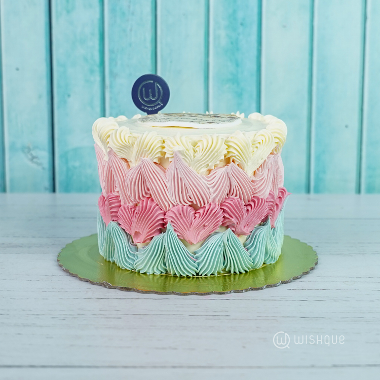 Happy Friendship Day Pastel Blush Ribbon Cake