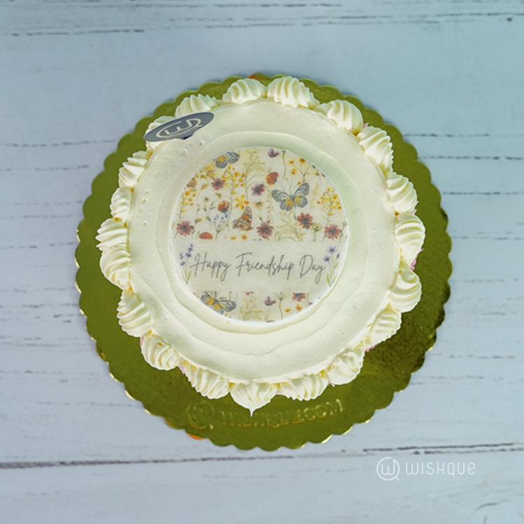 Happy Friendship Day Pastel Blush Ribbon Cake