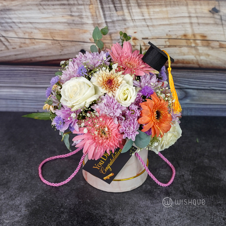 Sweet Success Graduation Floral Bucket