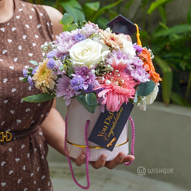 Sweet Success Graduation Floral Bucket