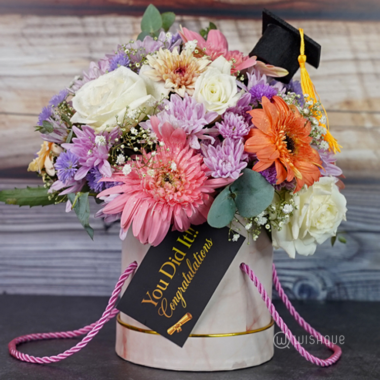 Sweet Success Graduation Floral Bucket