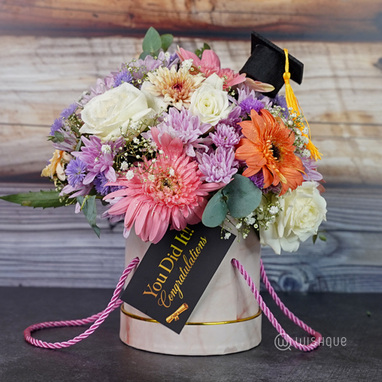 Sweet Success Graduation Floral Bucket
