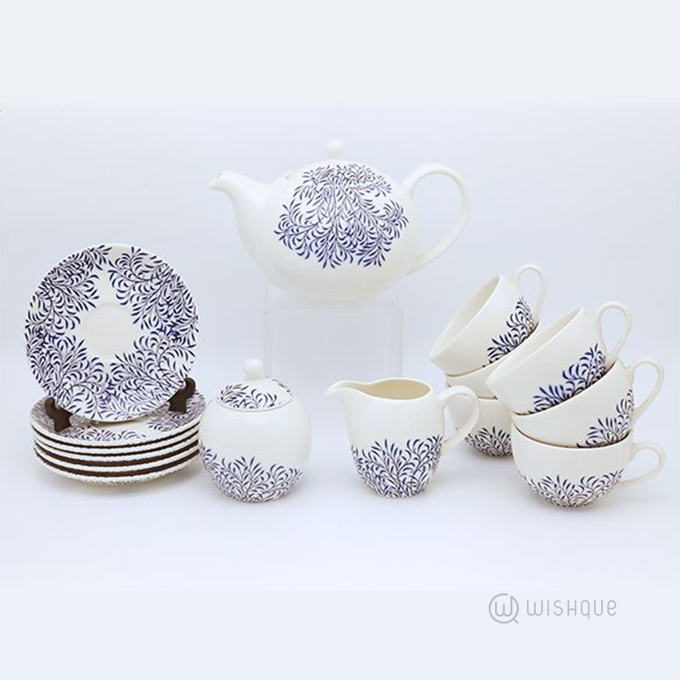 Blue Leaf 17 Pieces Tea Set
