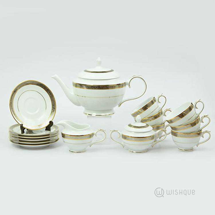 Golden Platinum 17 Pieces Tea Set