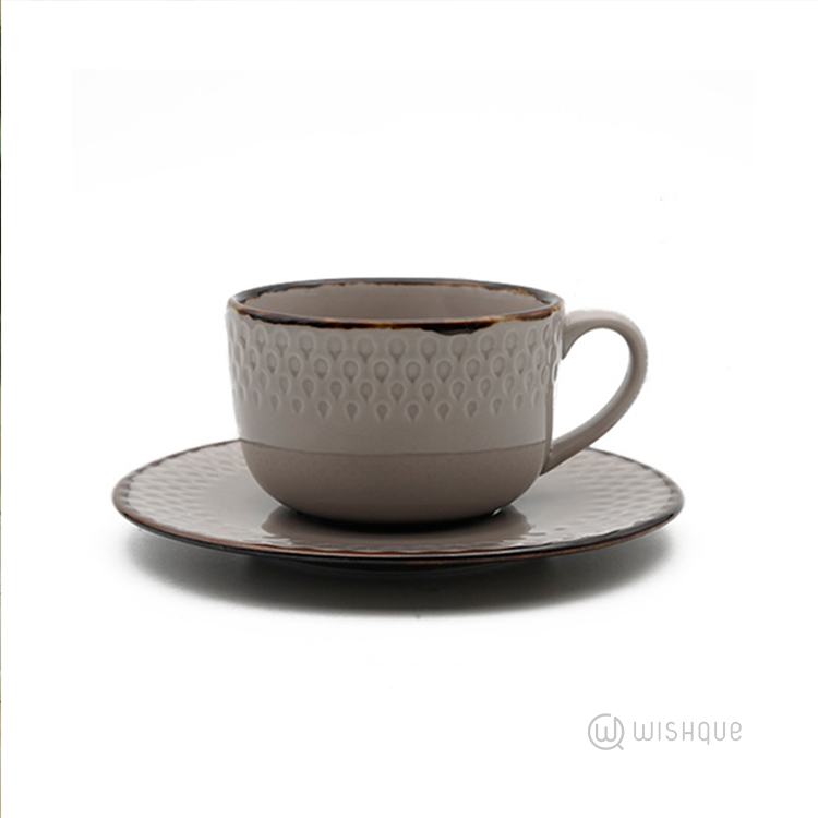 Water Drop Light Gray With Iron Edge 12 Pcs Tea Set