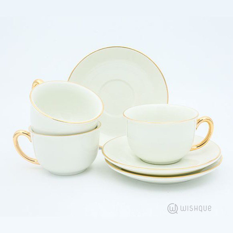Royal Fernwood Ivory Gold Handle 12 Pieces Tea Set