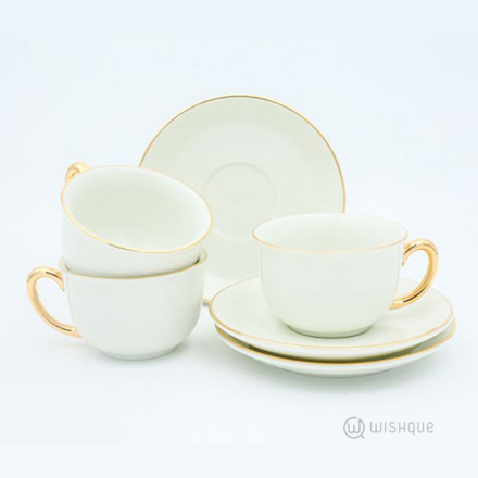 Royal Fernwood Ivory Gold Handle 12 Pieces Tea Set