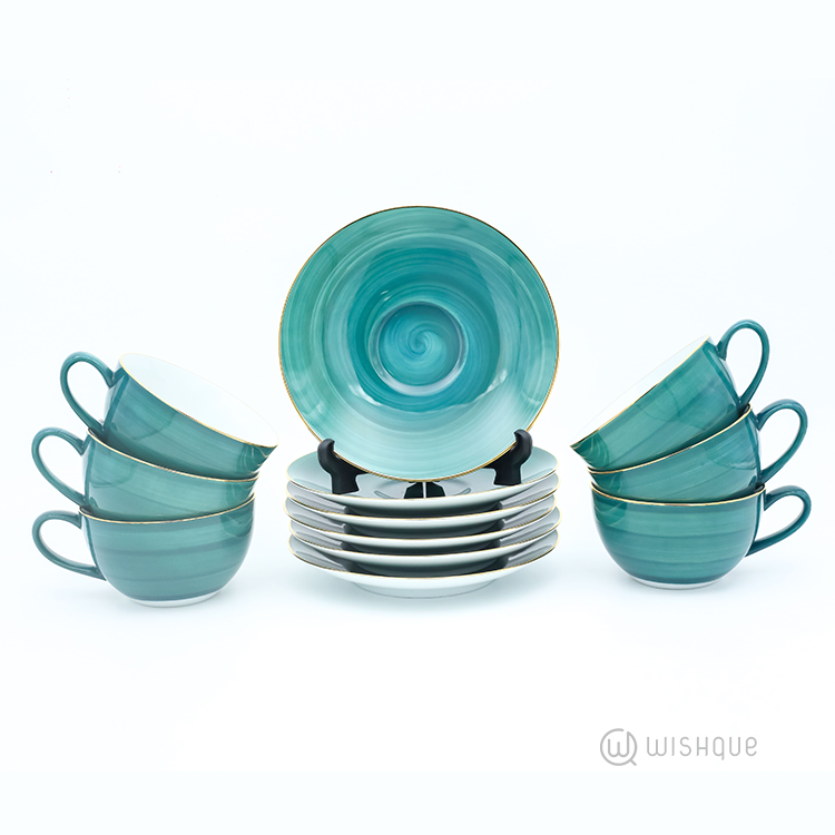 Royal Fernwood Spiral Galaxy Green 12 Pieces Tea Set