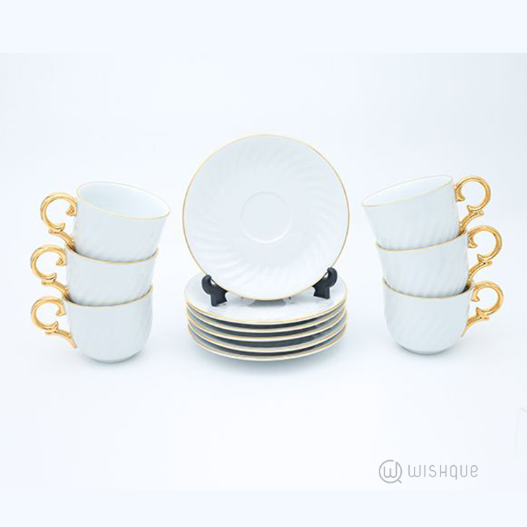 Royal Fernwood White with Gold Handle 12 Pieces Tea Set
