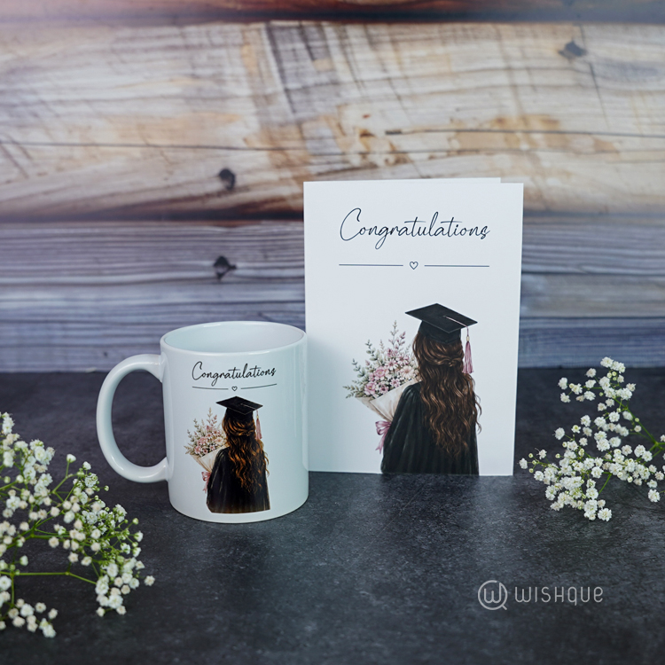 Congratulations Graduation Greeting Card & Printed Mug For Her
