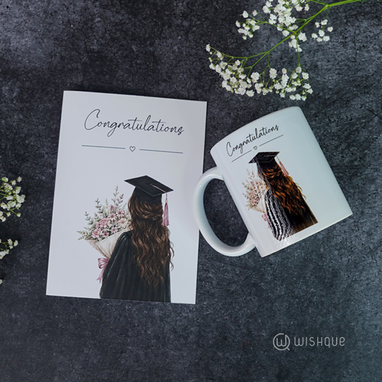 Congratulations Graduation Greeting Card & Printed Mug For Her