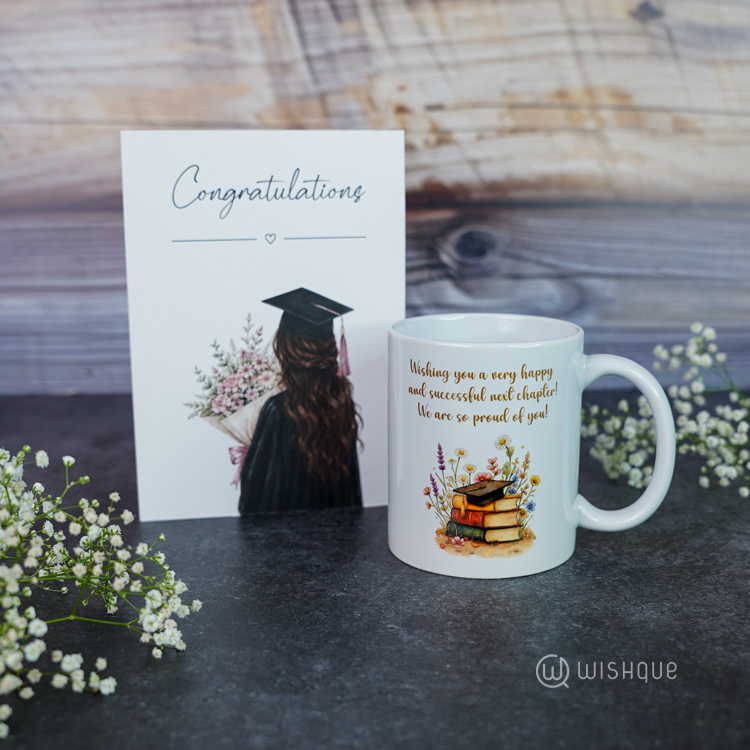 Congratulations Graduation Greeting Card & Printed Mug For Her