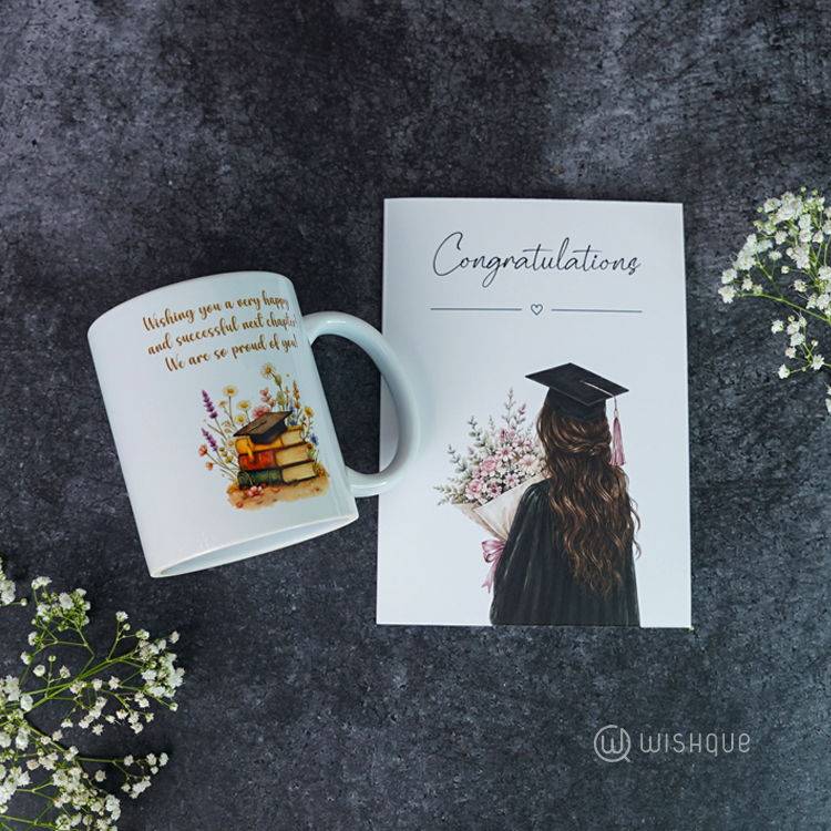 Congratulations Graduation Greeting Card & Printed Mug For Her
