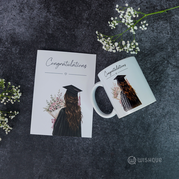 Congratulations Graduation Greeting Card & Printed Mug For Her