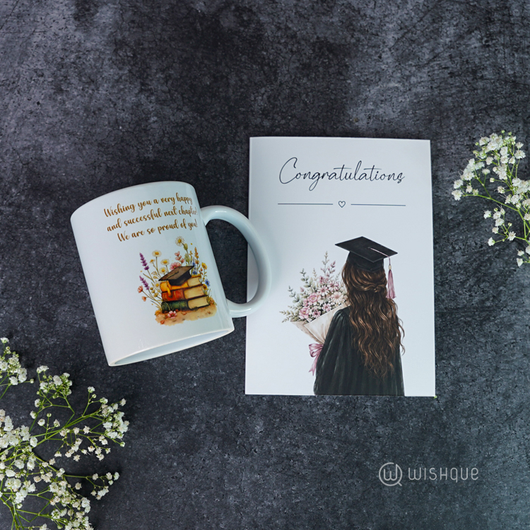 Congratulations Graduation Greeting Card & Printed Mug For Her