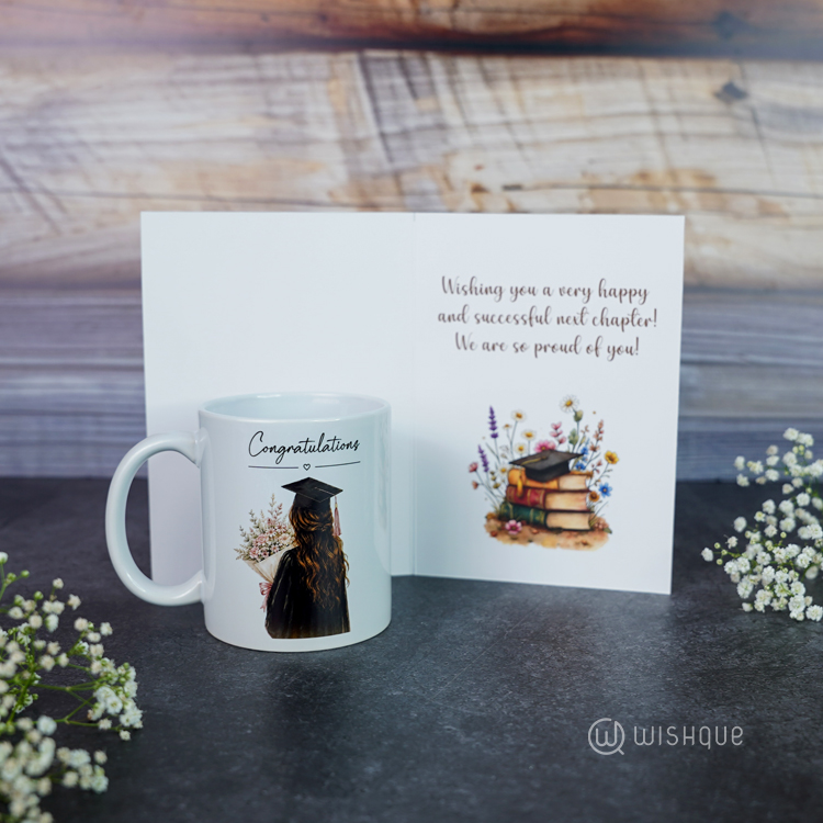Congratulations Graduation Greeting Card & Printed Mug For Her