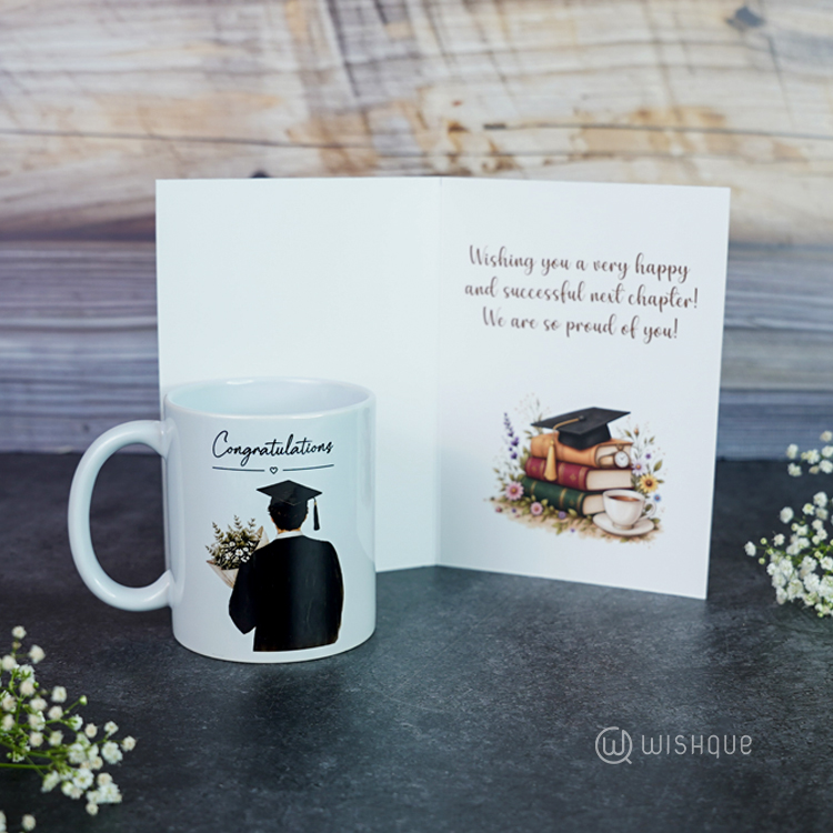 Congratulations Graduation Greeting Card & Printed Mug For Him