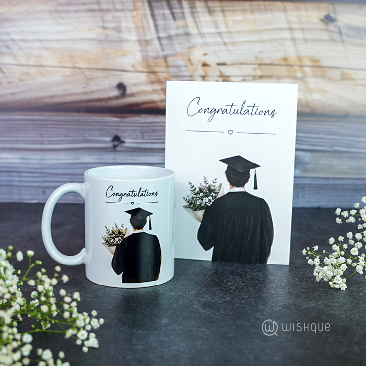 Congratulations Graduation Greeting Card & Printed Mug For Him
