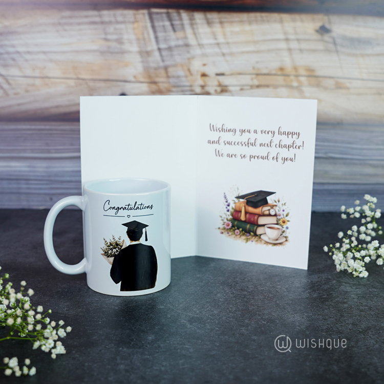 Congratulations Graduation Greeting Card & Printed Mug For Him