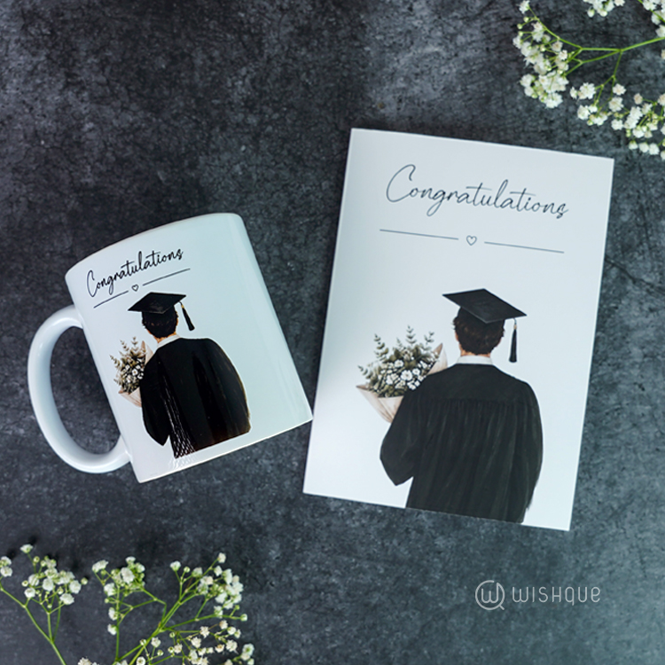 Congratulations Graduation Greeting Card & Printed Mug For Him