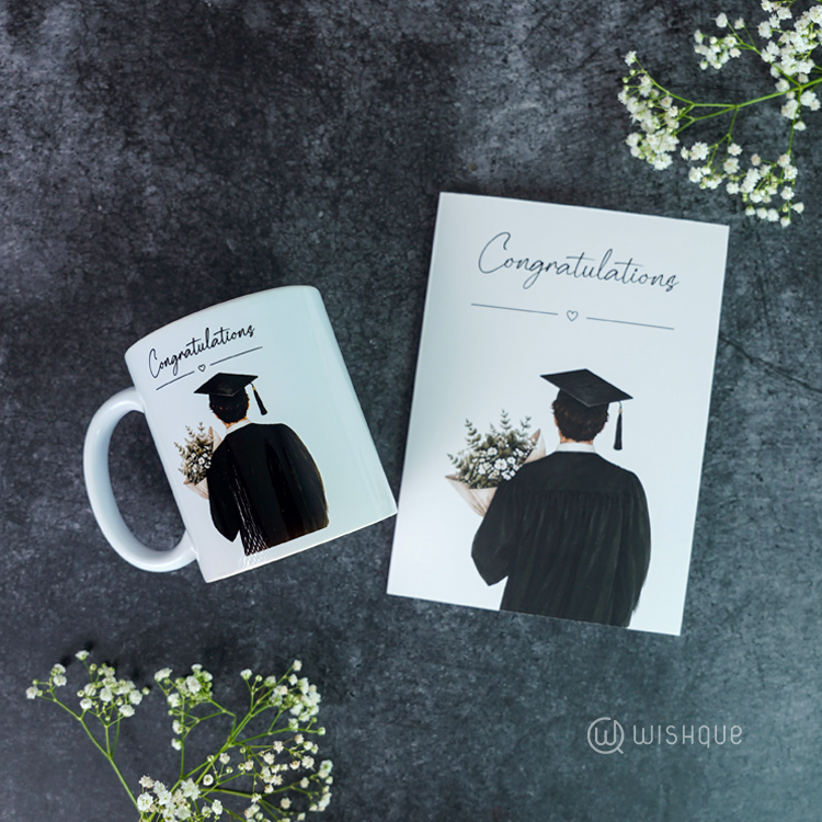 Congratulations Graduation Greeting Card & Printed Mug For Him