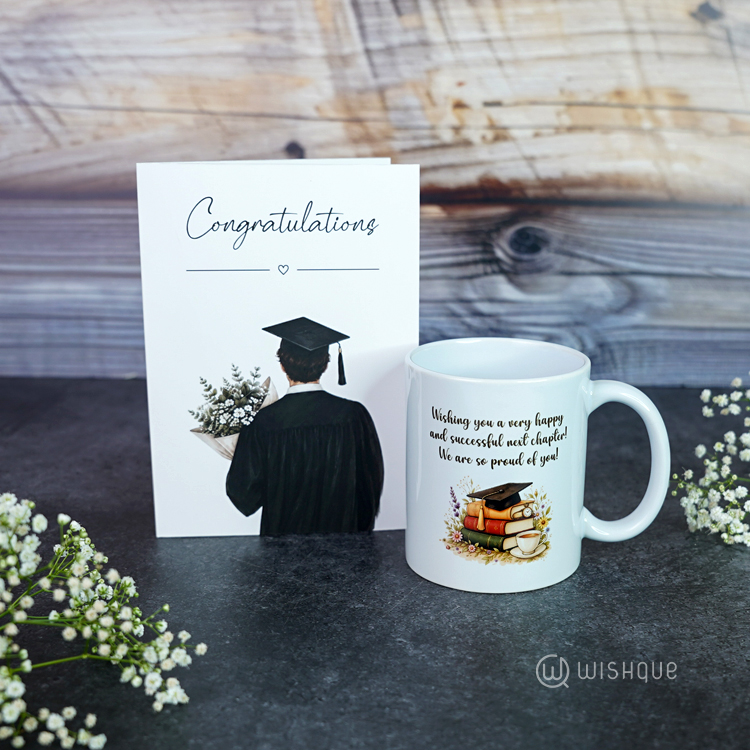 Congratulations Graduation Greeting Card & Printed Mug For Him