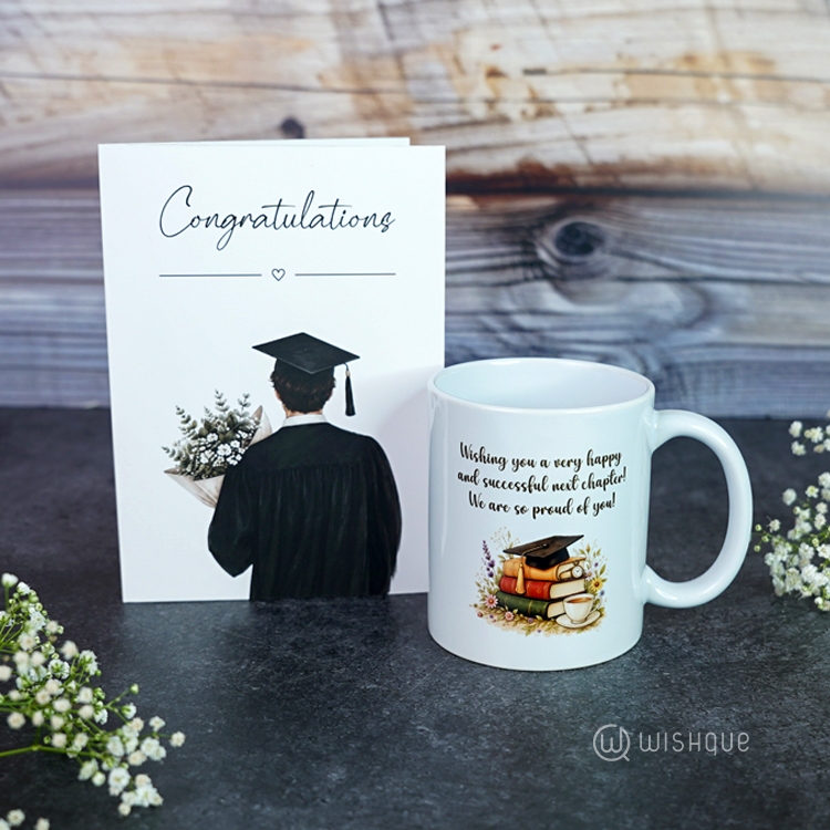 Congratulations Graduation Greeting Card & Printed Mug For Him